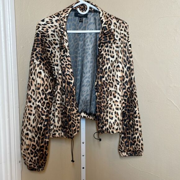 Forever 21 Animal Print Button Down Crop Jacket Windbreaker size 3X - Picture 3 of 12